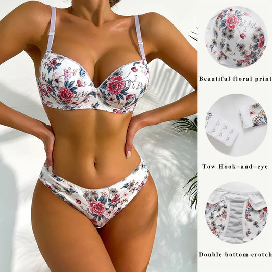 Viomisha Sexy Lingerie Set for Women Pretty Printed Brassiere Push Up Bra
