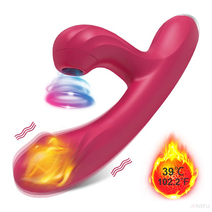 Clitoral Sucking G-spot Vibrator Dildo for Women Heating Nipple Vacuum