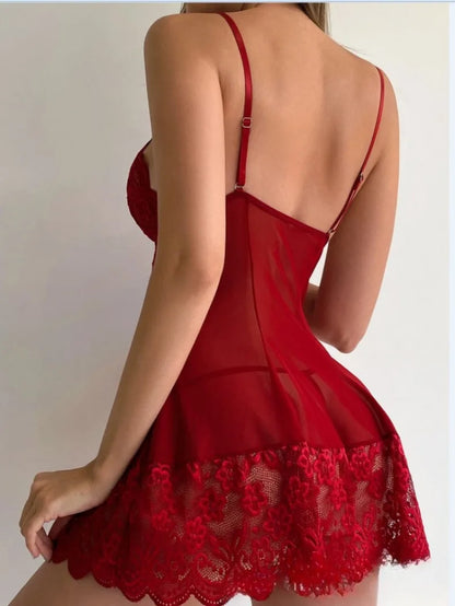 Sexy Lingerie Set Lace Short Nightdress