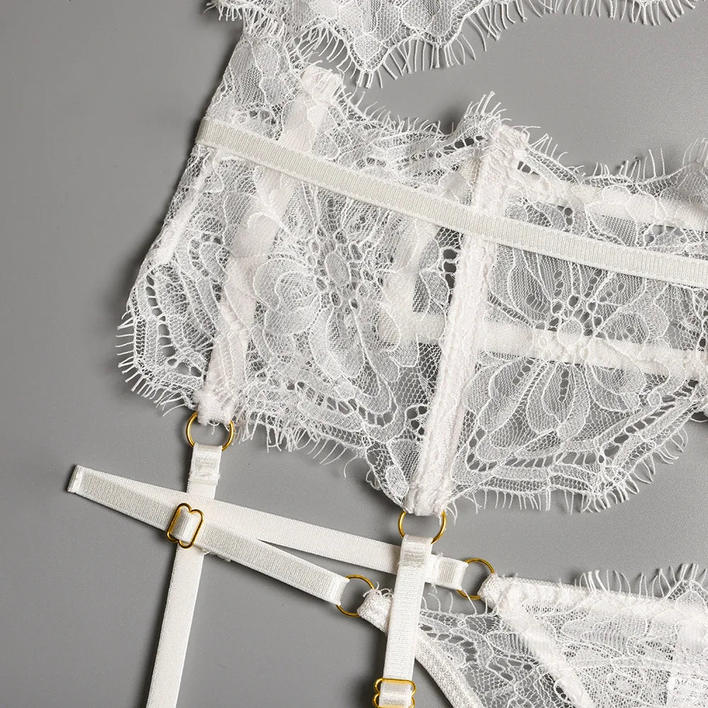 Sexy Lingerie Classic Bandage Bra Garters Thongs Push Up Brassiere