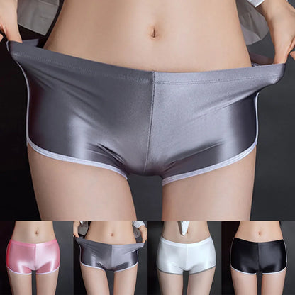 Sexy Lingerie Woman Body Oil Shiny Glossy Safety Short Pants