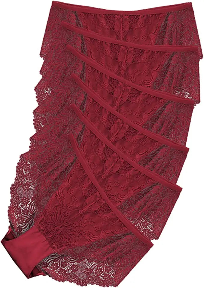 6/10PCS Plus Size Lace Cheeky Women Panties Floral