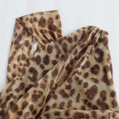 TRAF Asymmetric Leopard Tulle Bodys Woman Ruched Sleeveless