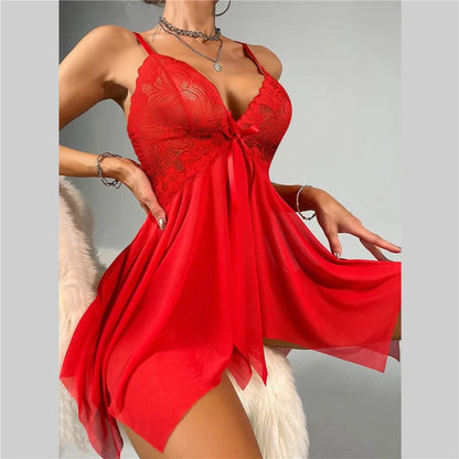 Babydoll Teddy Dress Erotic Underwear Nightdress With Thong Sleepwear