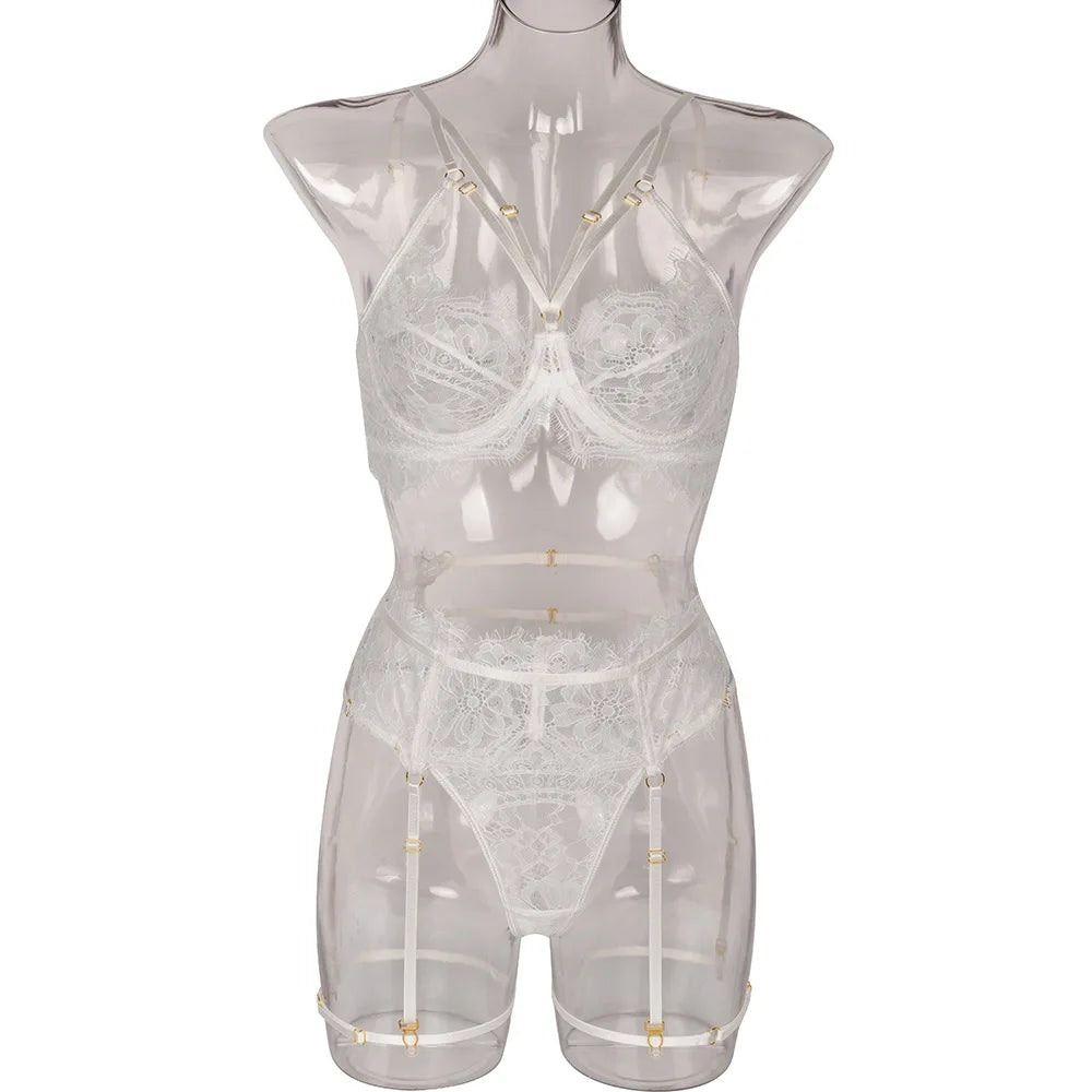 Sexy Lingerie Classic Bandage Bra Garters Thongs Push Up Brassiere