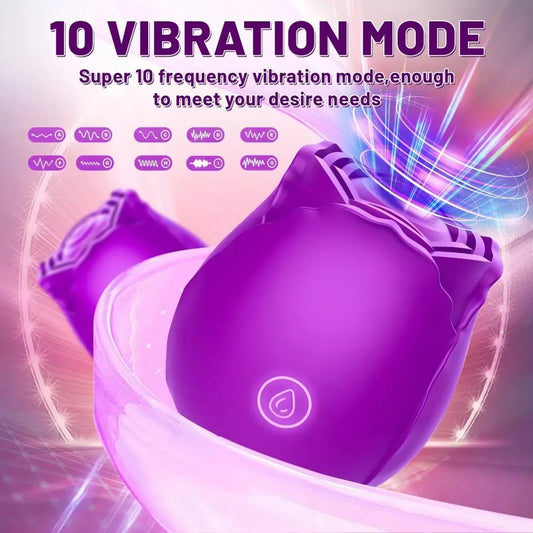 2 in 1 Rose Sucking Toy Simulation Vibrator