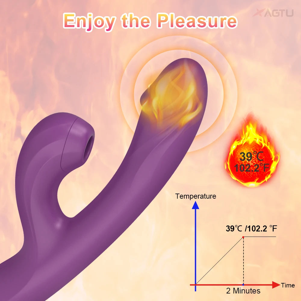 Clitoral Sucking G-spot Vibrator Dildo for Women Heating Nipple Vacuum