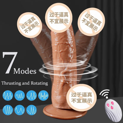 Thrusting Rotation Remote Control Dildo Vibrator