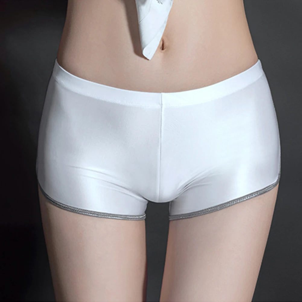 Sexy Lingerie Woman Body Oil Shiny Glossy Safety Short Pants