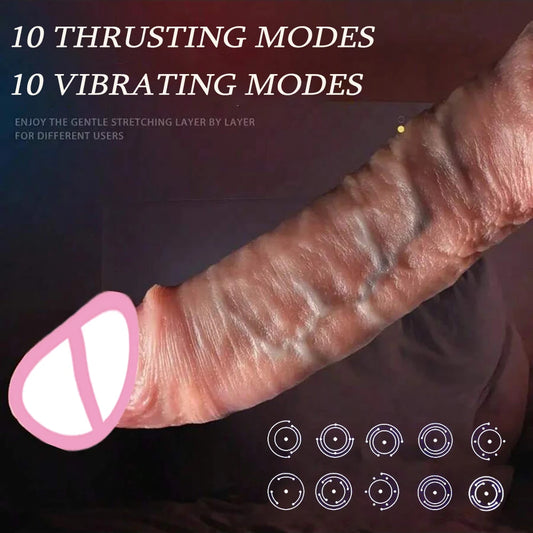 Realistic Dildo Telescopic Vibrator Female Thrusting Sex Toys