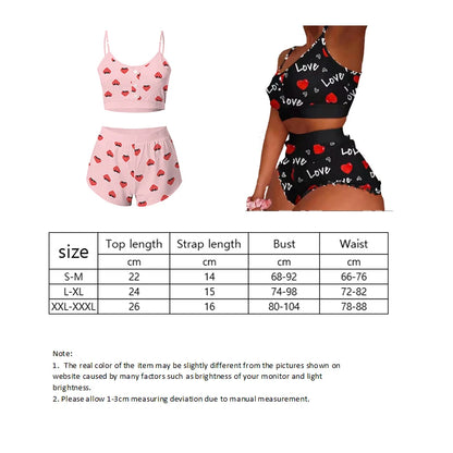 2 Pieces Set Women's Pajama Shorts Suit