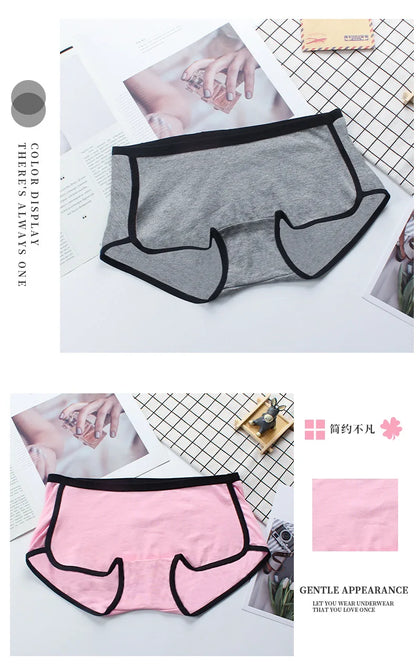 2pcs Set Comfortable Underwear Women Cotton Boyshort Briefs
