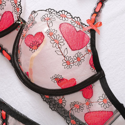 Women Sexy Lingerie Mesh Embroidery Printing Patchwork Micro