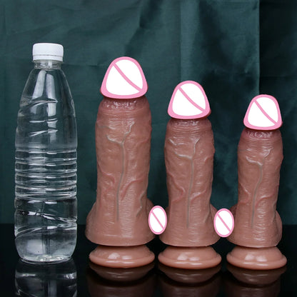Realistic Skin Soft Thick Dildo Double Silicone Small Penis