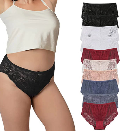6/10PCS Plus Size Lace Cheeky Women Panties Floral