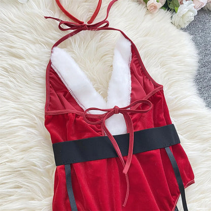 Women'S Christmas Sexy Bunny Red Bodysuit