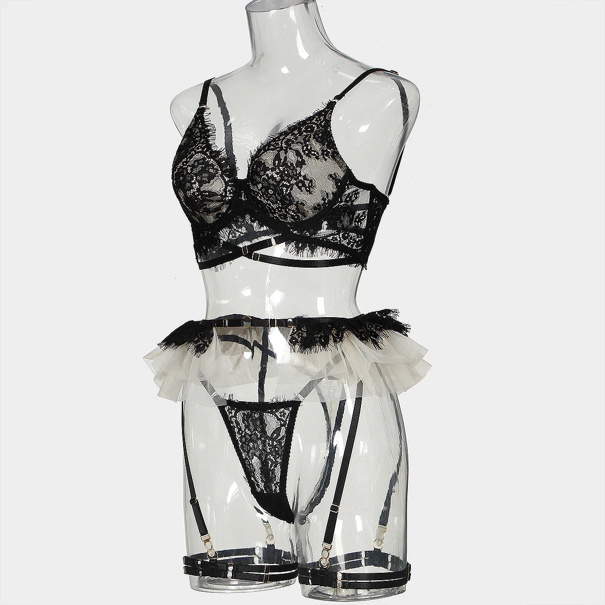 MUZISKAT 2024 New Hot Sale Erotic Set Lace Pleated Skirt
