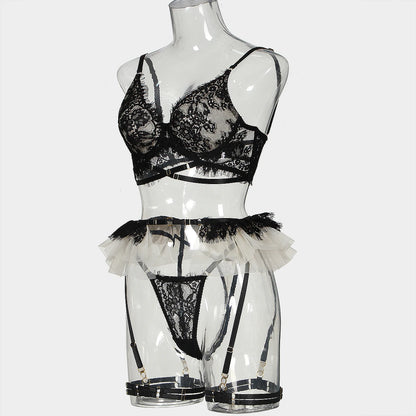 MUZISKAT 2024 New Hot Sale Erotic Set Lace Pleated Skirt