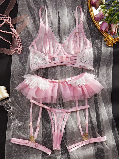 MUZISKAT 2024 New Hot Sale Erotic Set Lace Pleated Skirt