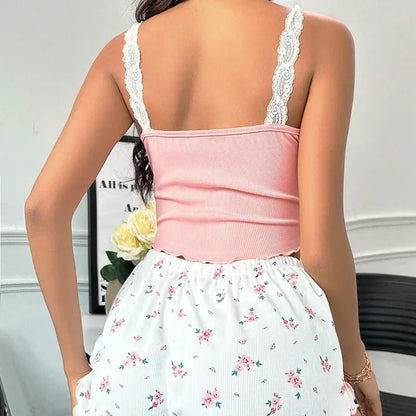 Lace Patchwork V-Neck Sleepwear