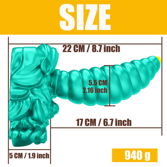 8.7" Green Huge Monster Unicorn Dildo