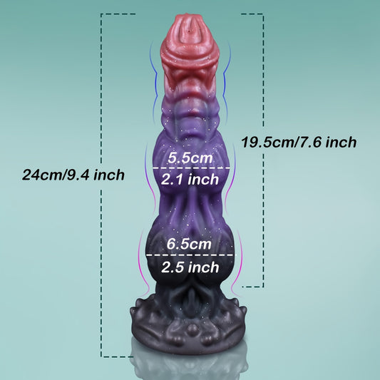9.4" Monster Dildo Squirting Fantasy Dildo with 2 Big Knots