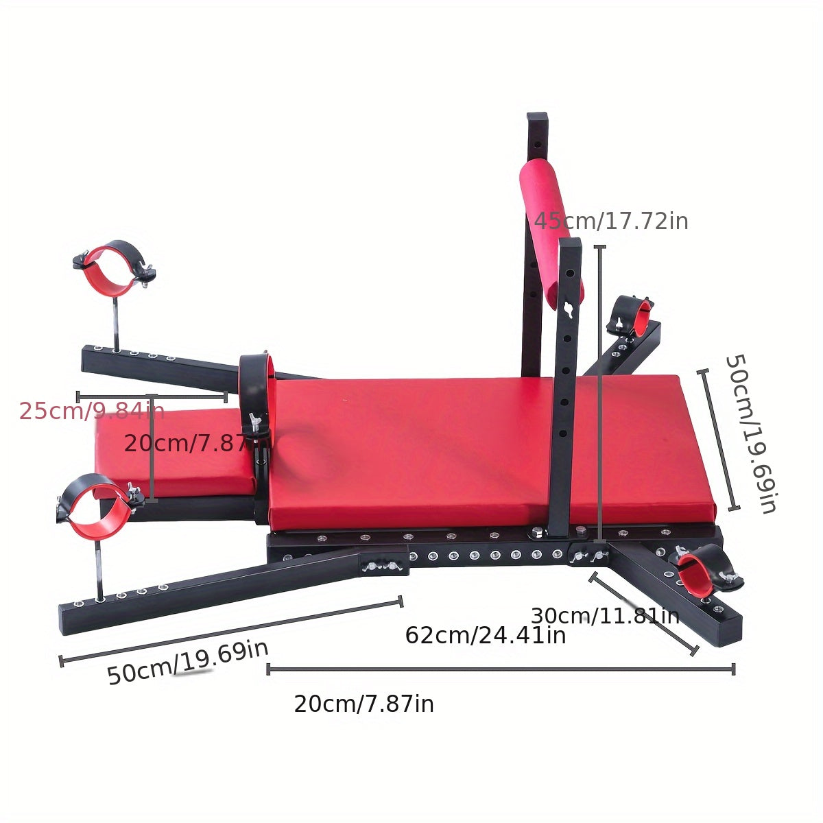 Obedience Bench with Handcuffs, Ankle Cuffs, Collar