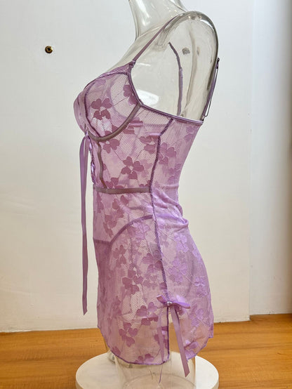 See-through Lace Sling Ultra Short One-piece Sexy Lingerie