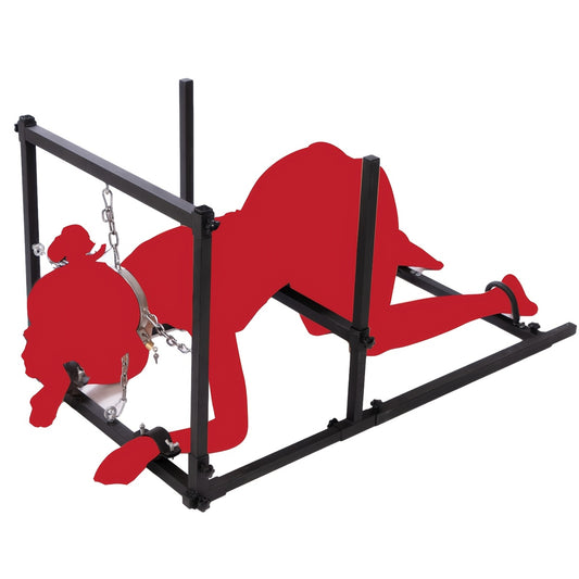 Adult Restraint Pillory with Handcuffs, Collar, Ankle Cuffs