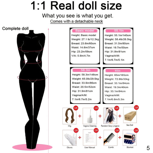 65in/72.8lb Complete Big Breast Sexy Body Sex Doll