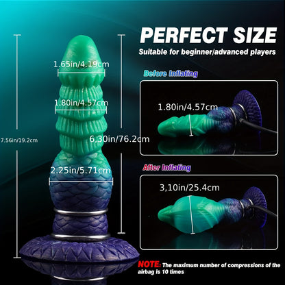 Inflatable Dragon Dildo - Adjustable Thickness W/Suction Cup Bottom