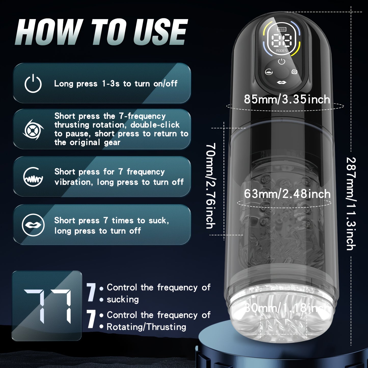 6-in-1 Powerful Male Masturbator with Dual Motors